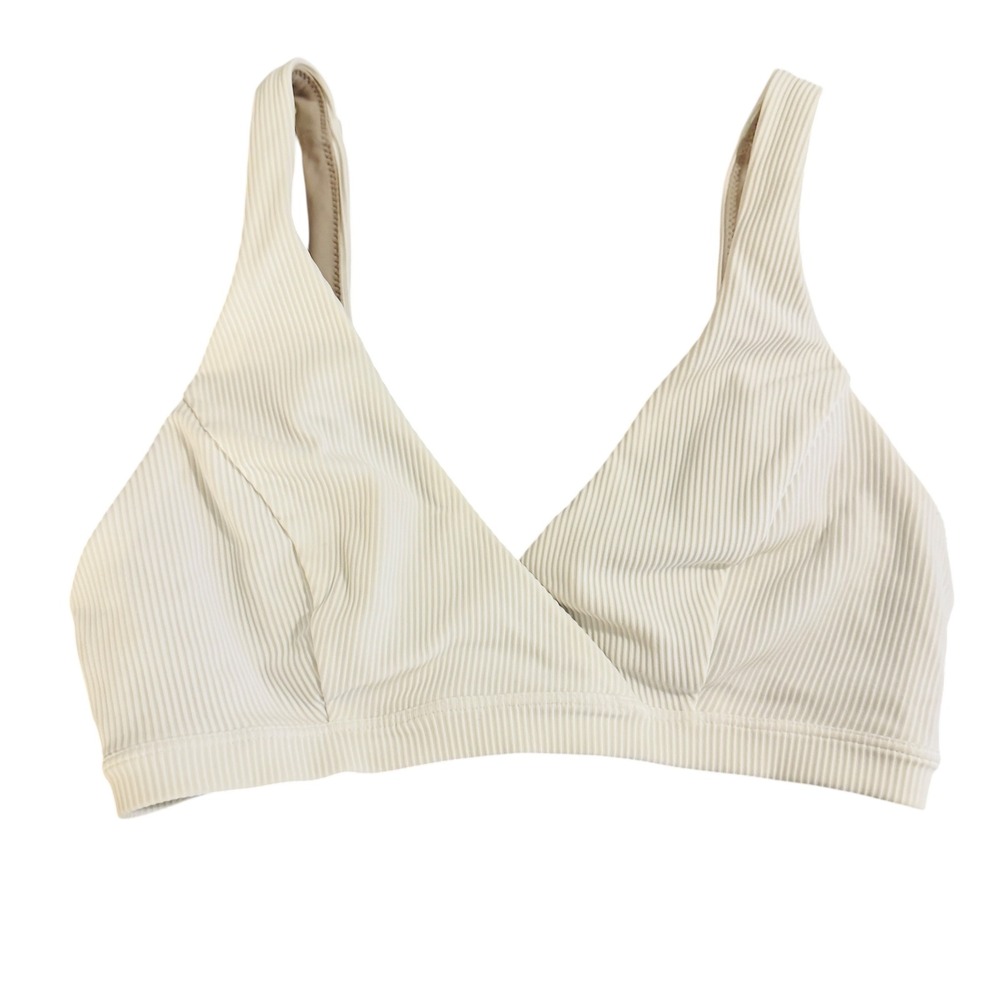 Lululemon Clear Waters Ribbed Bikini Swim Top White Bralette‎ Size 4 Est